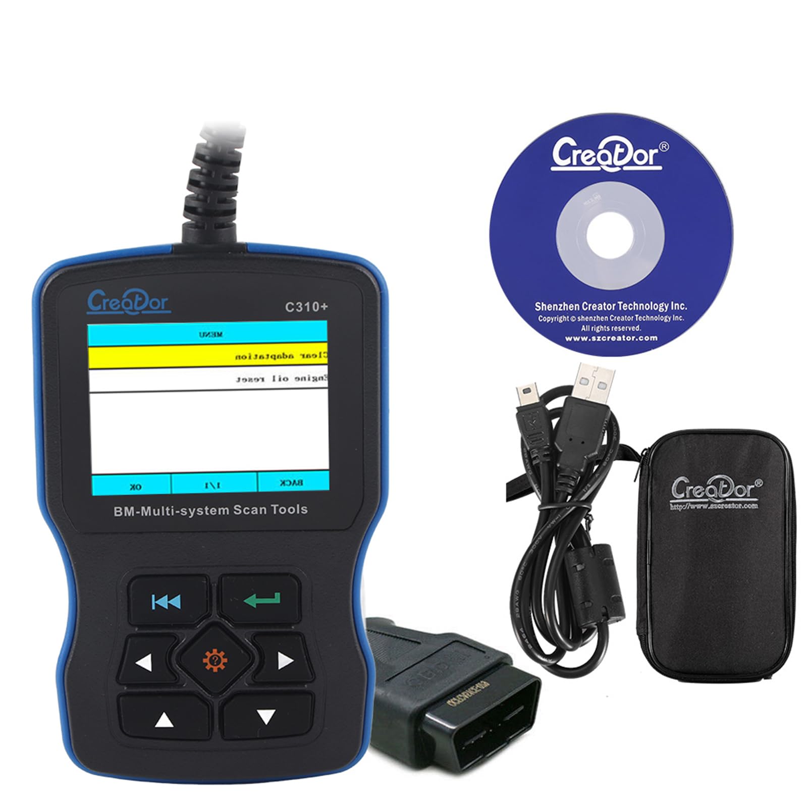 Tbest C310+ OBD2-Scanner-Diagnosetool, Codeleser, Öl-Reset-Scan-Tool, Diagnosescanner, Motor, ABS, SRS, Live-Daten, 2,8-Zoll-Farbbildschirm mit 20PIN-OBD-Kabel