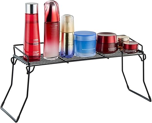 Organizador de tocador de metal, organizador de fregadero de baño o cocina, organizador de productos femeninos (negro)