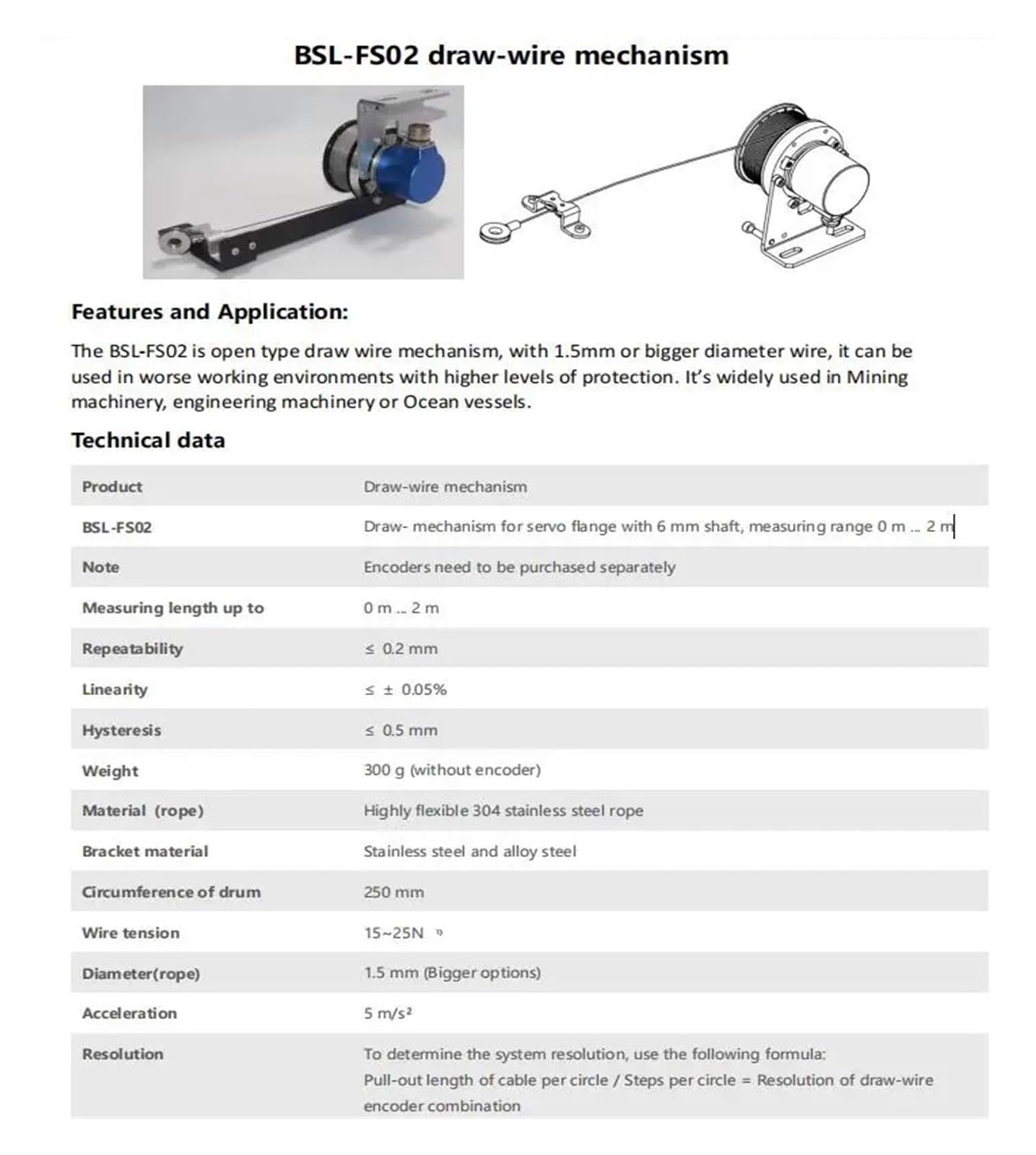 KACOME Drawing Mechanism BSL-FS02 Open Type 0~2M