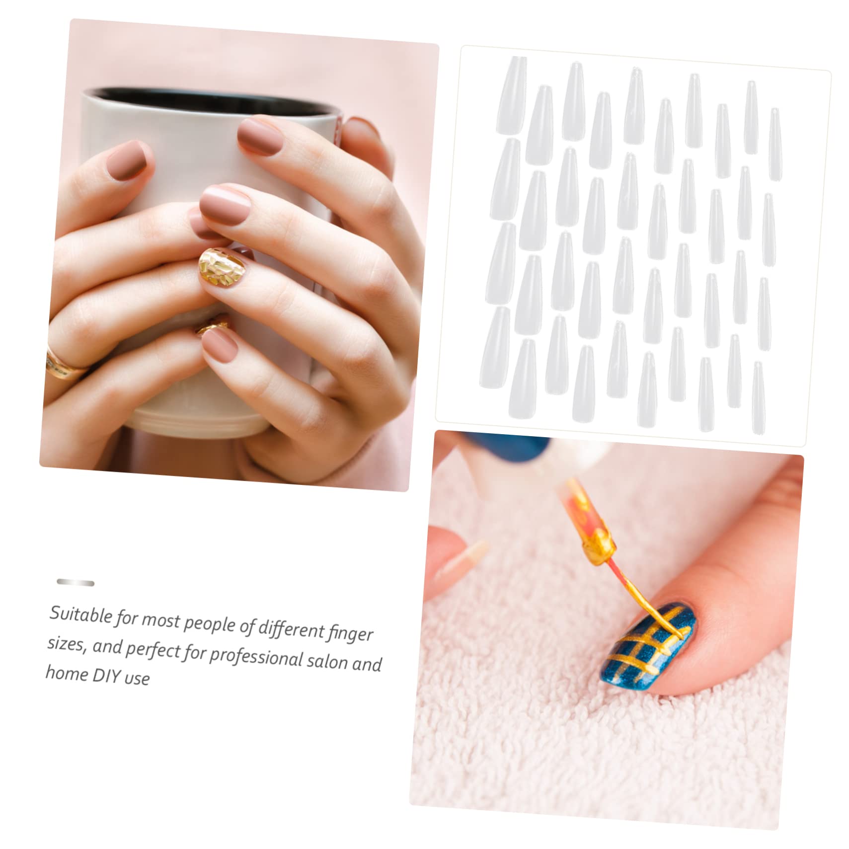 NULYLU Long Ballet Fake Nails Wraps 500pcs Plastic Nail Art Patch Accessories