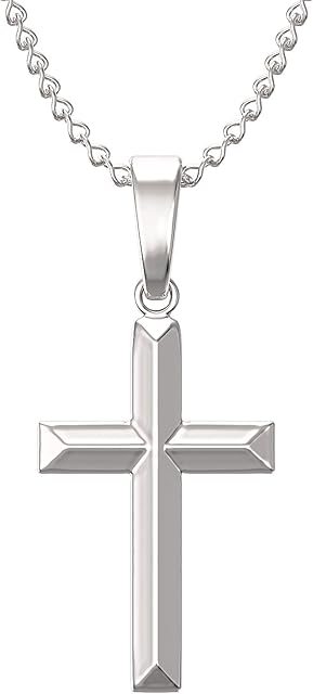Aeon Jewellery Simple Cross Necklace - 925 Sterling Silver | Adjustable 16 - 18 Inch Chain | Plain Crucifix | Polishing Cloth Included | Gifts for Religious, Christian, Holy Christening or Communion