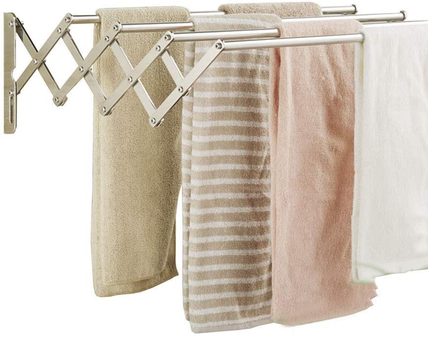 Porte-serviette rétractable en acier inoxydable pour cuisine et salle de bain