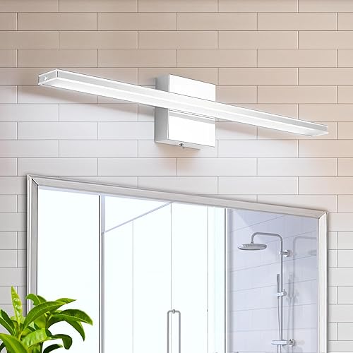 Miniatura 2 de Lámparas de baño cromadas de 24 pulgadas, iluminación de pared de baño IP44 de 14 W, barra de lámpara de tocador, luces LED modernas para tocador,