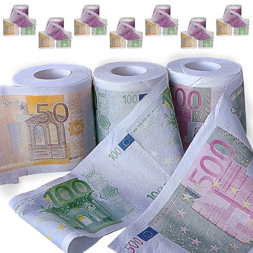 Toilettenpapier Geldscheine 6er Set 50 100 500 Euro │18gr/qm 2-lagig 250 Blatt 25 m │ Klopapier bedruckt WC-Papier (6)