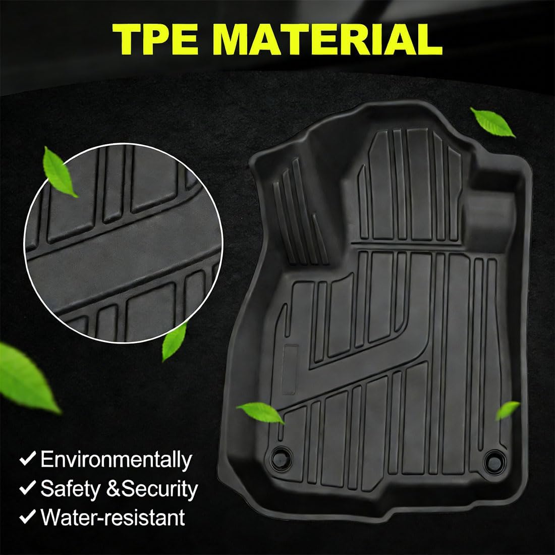 Floor Mats for Honda CR-V 2017-2022, Front and Rear Row TPE Floor Liners Set(3pcs), Anti-Slip Waterproof, All-Weather Protection, Easy Clean, Black