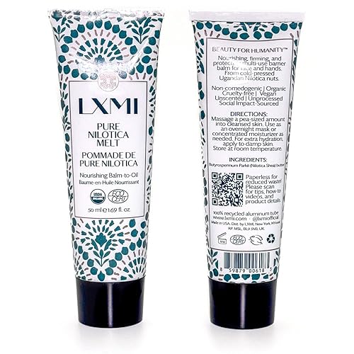 Miniatura 5 de LXMI Pure Nilotica Organic Melt  100% orgánico certificado por USDA  Bálsamo a aceite indulgente, alternativa de manteca de karité ultra limpia para