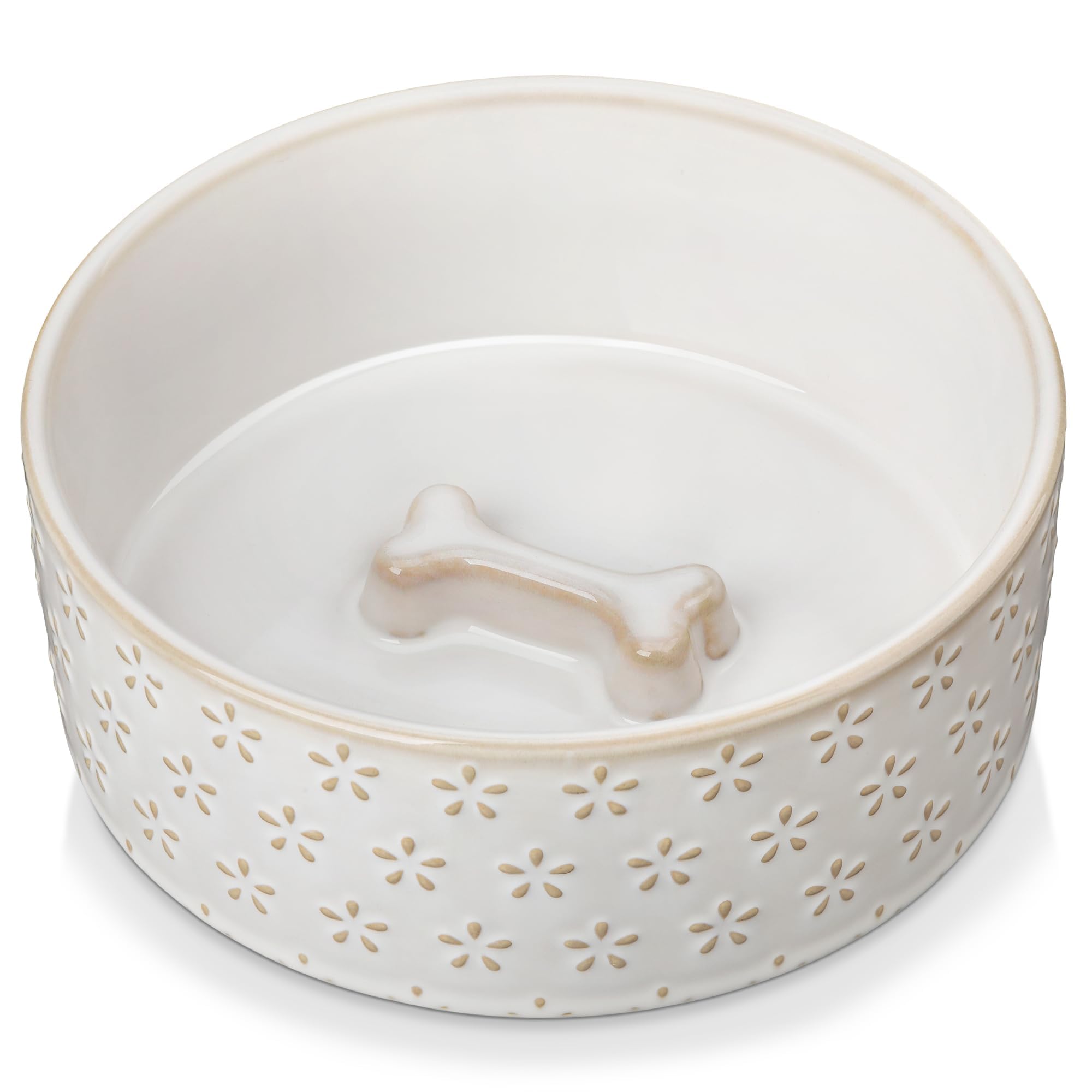 MALACASA Ceramic Dog Food Bowl, Water Dish for Medium Breeds, 4 Cups