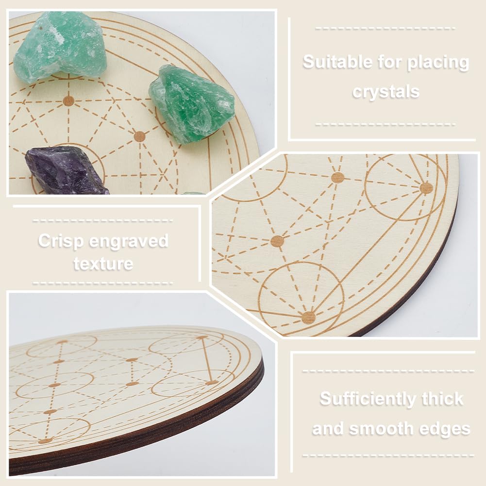 ORIGACH 4 modelli di griglia cristallo in legno 15x15 cm rotondo sacro composizione geometrica bordo griglia cubo di Metatron piastra per altare Wiccan Rituale