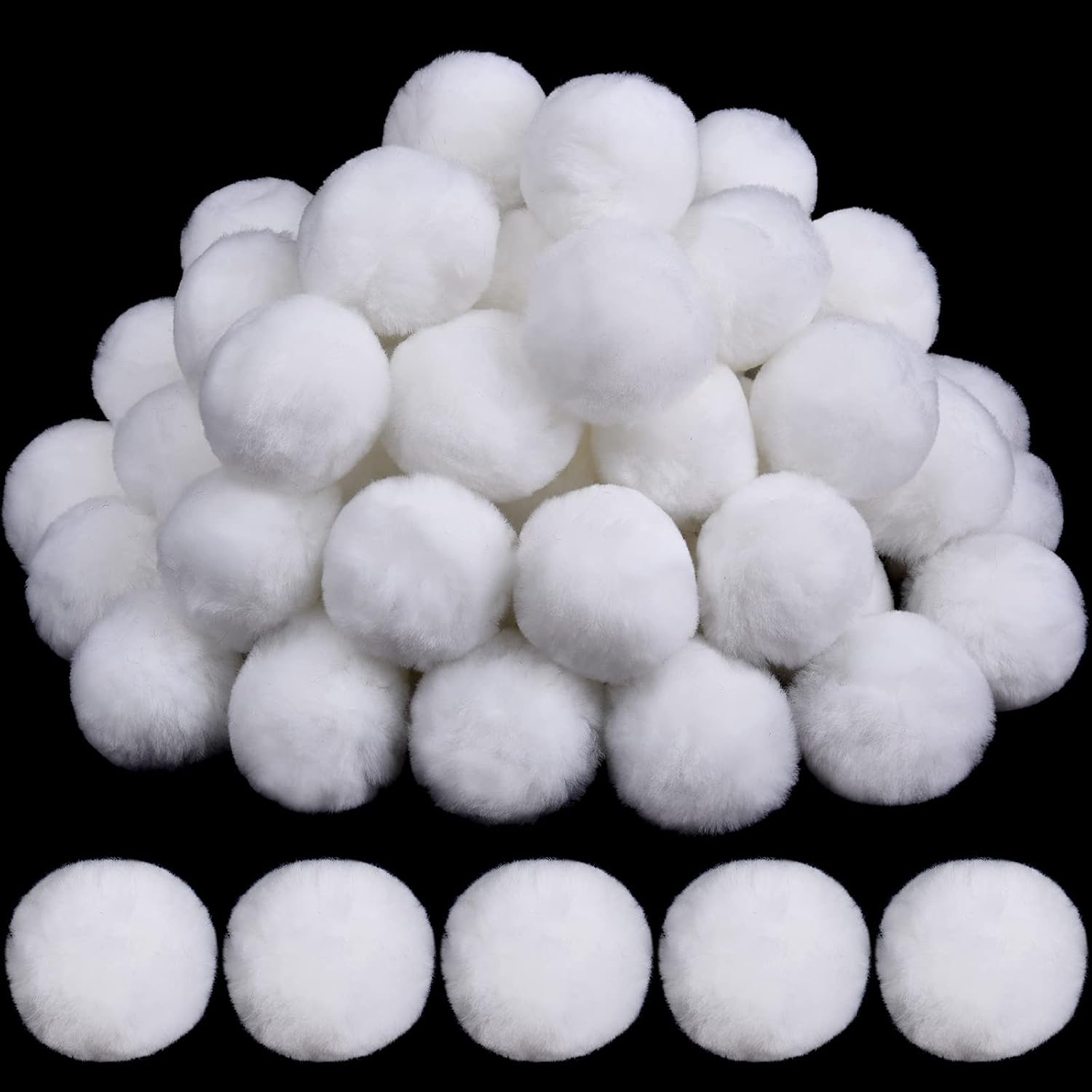 WILLBOND 150 Pcs 2 Inch Christmas Pom Pom Large White Pompoms for DIY Craft