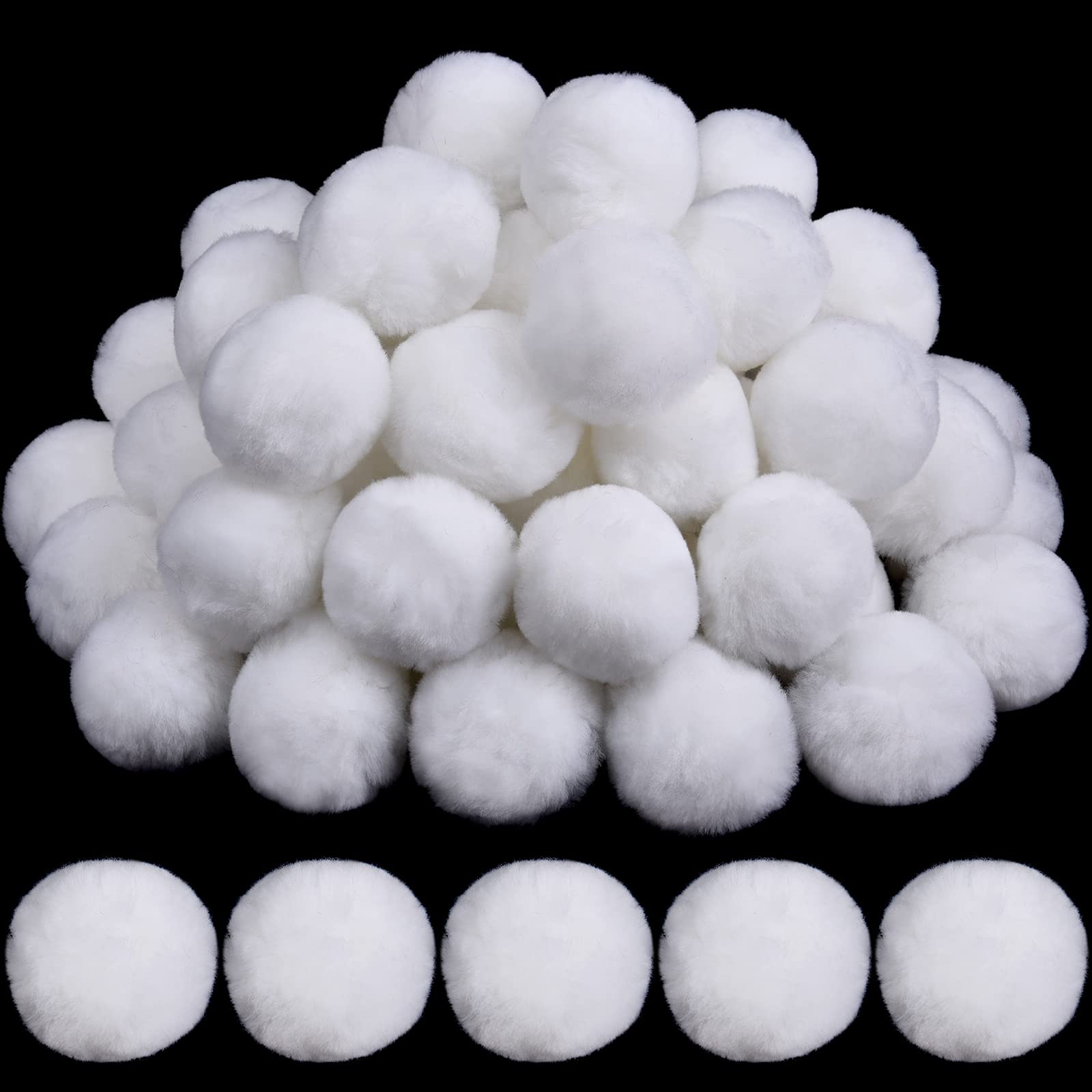 WILLBOND 30 Pcs 2 Inch Christmas Pom Pom Large White Pompoms for DIY Craft