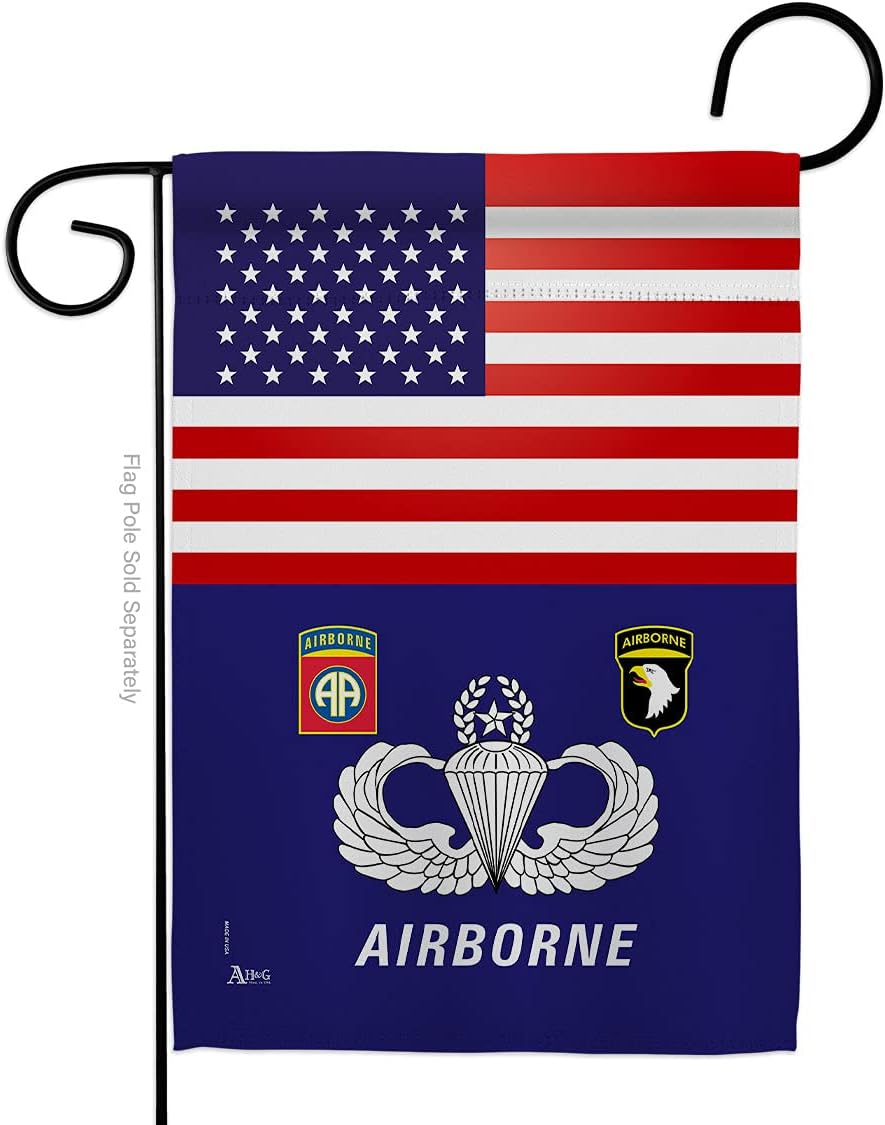 US Airborne Garden Flag - Armed Forces Army Rangers United State American Military Veteran Retire Official - House Decoration Banner Small Yard Gift Double-Sided Made in USA 13 X 18.5