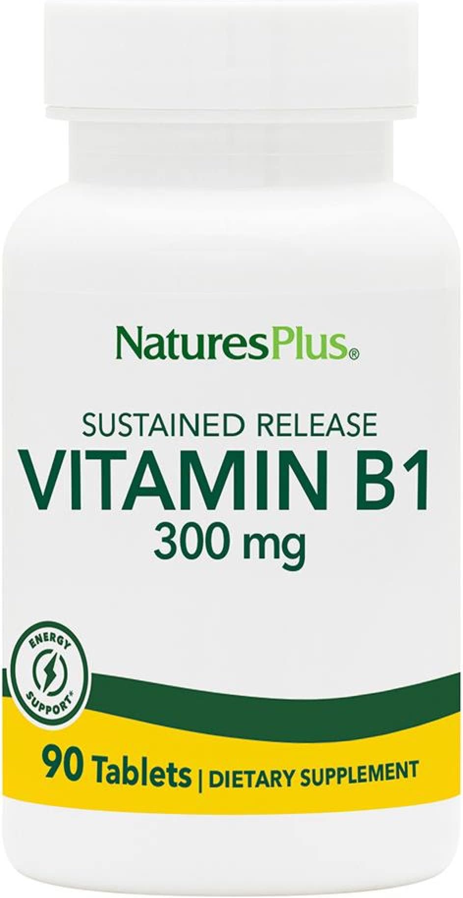 NaturesPlus Vitamin B1 300 mg - 90 Sustained Release Tablets - Mega-Dose Thiamin - Energy Support - Vegetarian, Gluten Free - 90 Servings