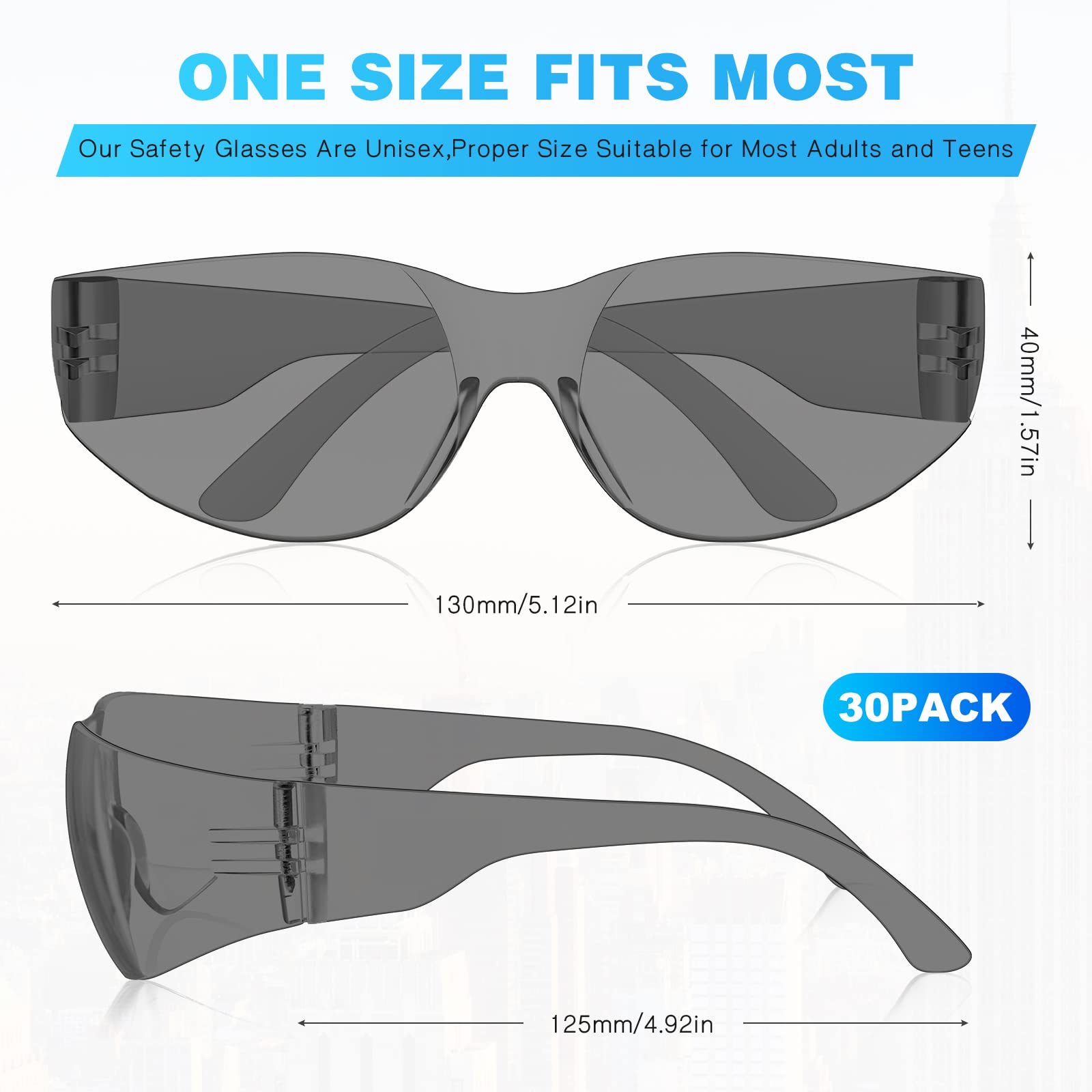 Gafas de seguridad transparentes y gafas de sol protectoras para hombres y mujeres, ANSI Z87.1, resistentes a arañazos e impactos, para WorkLab