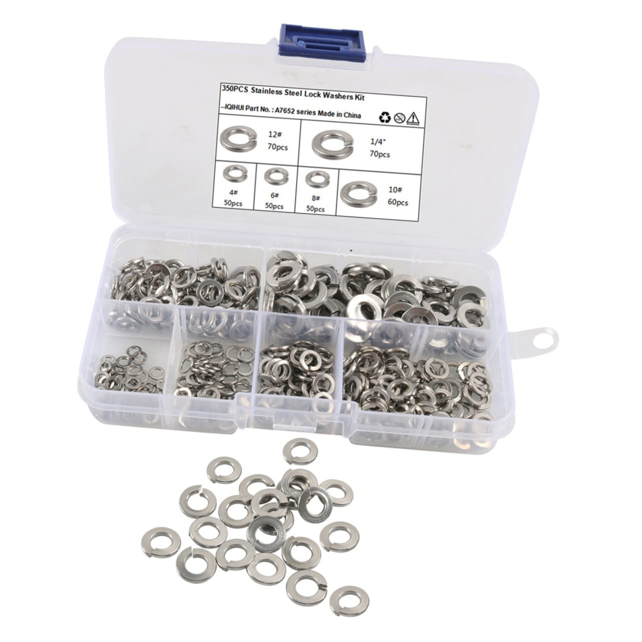 BELLIFFY Stainless Steel Spring Washer Set 350pcs Assorted Automotive Repair Washers Gasket