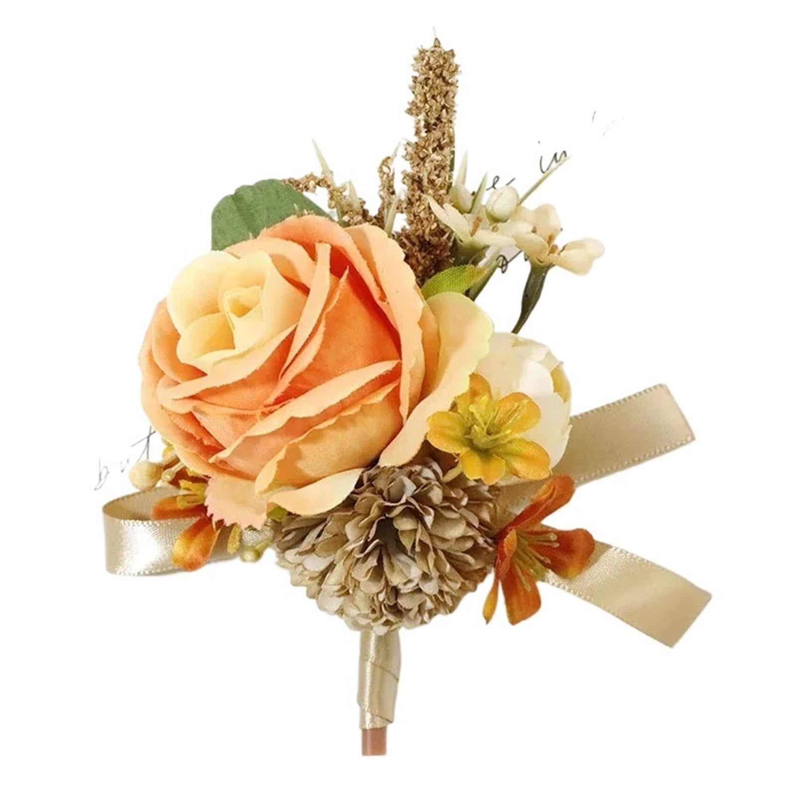 UJEDFHV Wedding Simulation Rose Corsage Vintage Boutonniere Wedding Fake Silk Rose Corsage Bracelet Ceremony Flowers For Proms