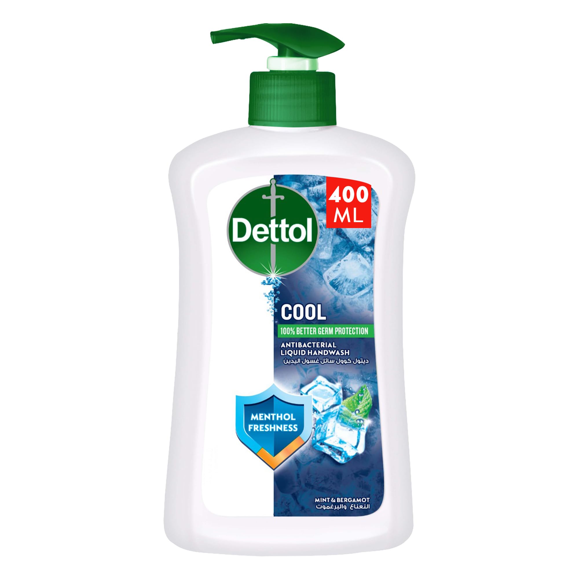 Cool Liquid Handwash Pump, Mint & Bergamot Scent, 400ml