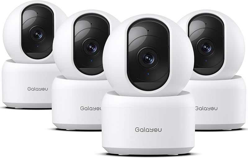 GALAYOU Dome Cameras Indoor for Home Security in 2K, G2 4Pack | Wi-Fi/Nanny/Pet Cam/Baby Monitor, with Phone APP, PTZ, Night Vision, Wired Plug, Two-Way Talk, 24/7 TF Card, Cloud Storage