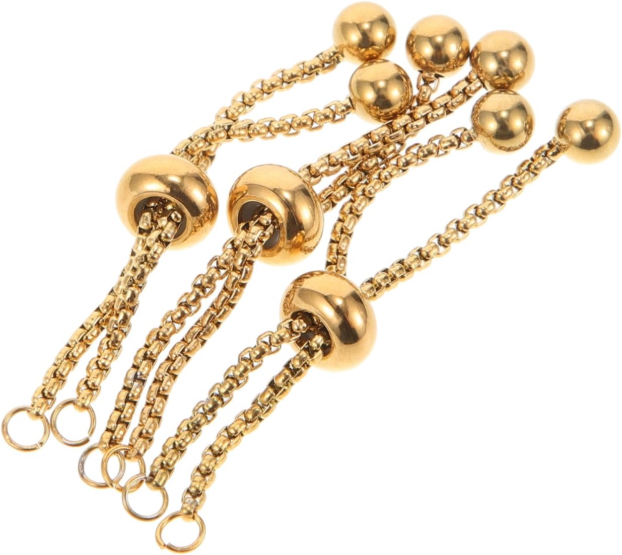 Sewroro 3pcs Adjustable Bracelet Slider Extender Chains Stainless Steel Bracelet Extenders with Ball Ends for Jewelry Making DIY