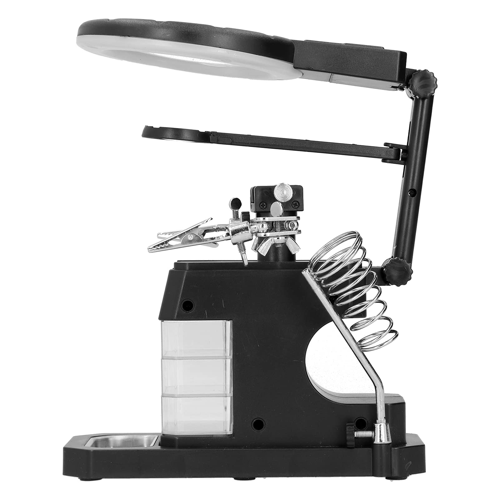 TE 803 Magnifier Soldering Station with LED Light, Adjustable Magnifying Glass Stand Holder, sturdy ABS Material, Multifunctional Repair Tool with Storage Box, Suitable for