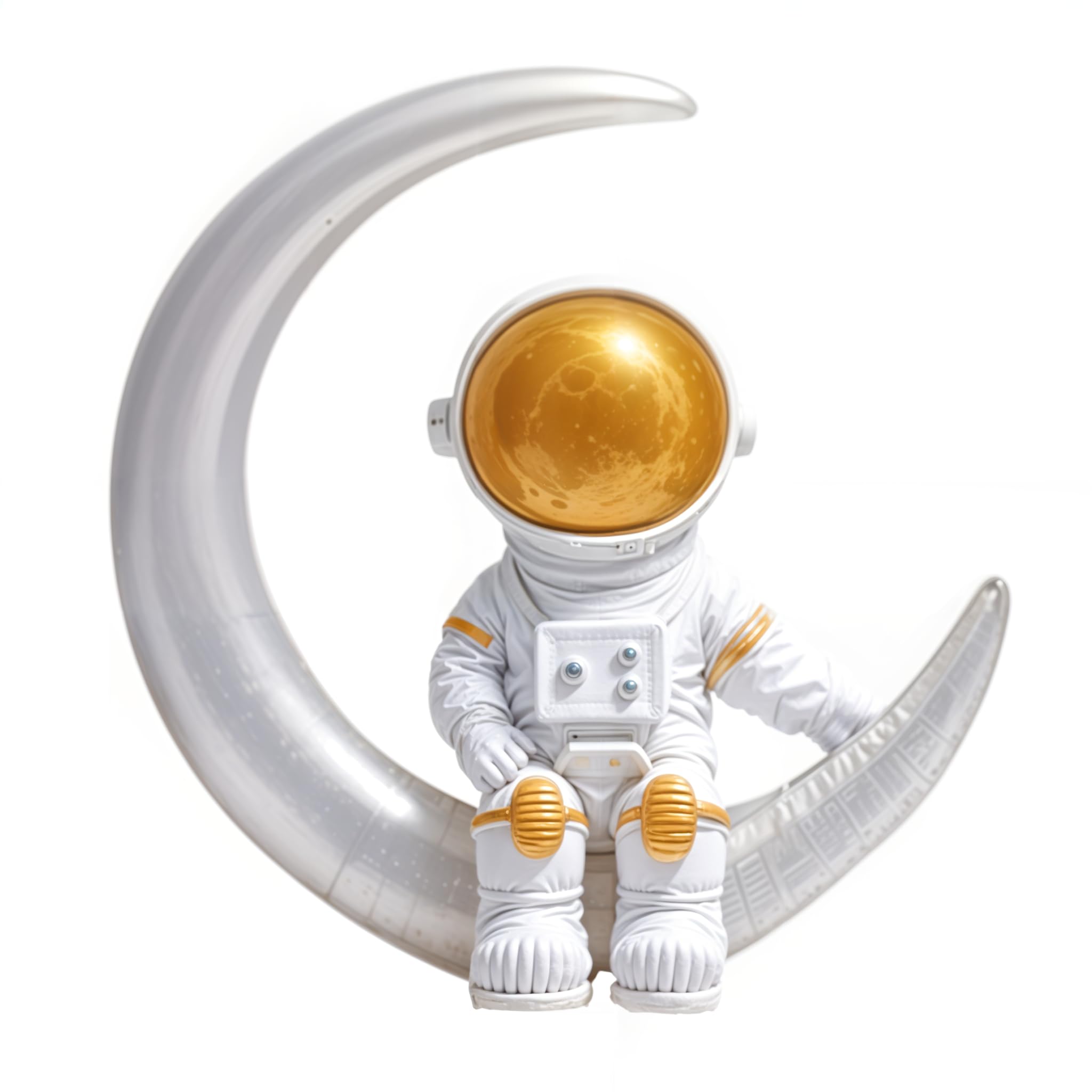 Cute Outer Space Astronaut Figurine Action Figure Toys Statue for Showpiece Home Living Room Decor Office Desktop Decoration Car Dashboard, Kids Birthday Party Gift (Moonstar Golden)