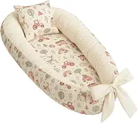 Ninho redutor de berço bebê percal 100% algodão + Almofada Anatomica Estampada Unissex (Caminho Da Selva Verde)