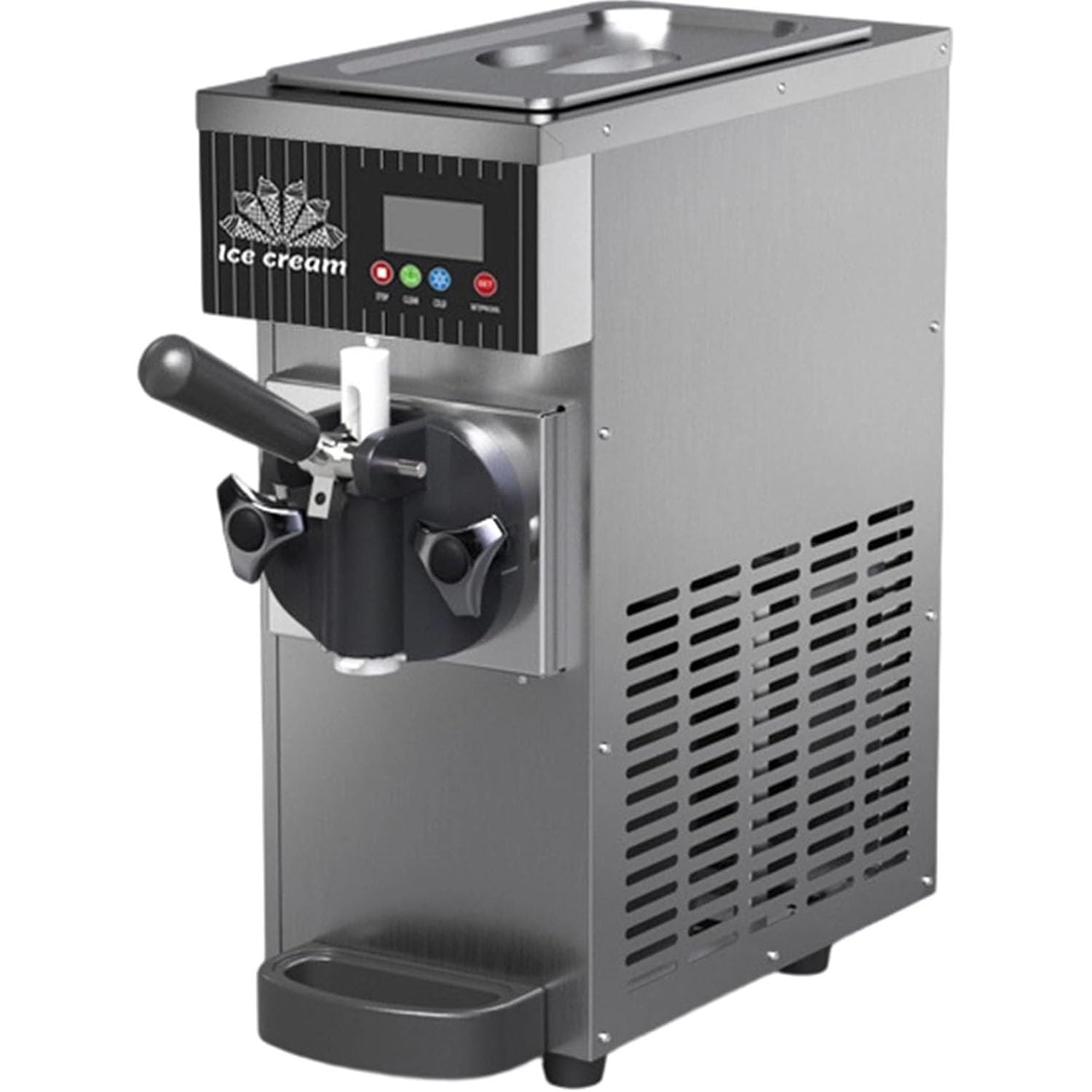750W/450W Máquina de Helados Soft Heladera Máquina De Helados Comercial con Autolimpieza Panel LCD para Restaurantes Bares Y Cafeterías,Gris