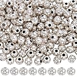 SUNNYCLUE 1 caja de 200 cuentas de Aleación con Forma de Balón de Fútbol, Pequeñas Cuentas Redondas con Temática Deportiva, Espaciadores Sueltos para la Fabricación de Joyas, Pendientes, Collares, Pul