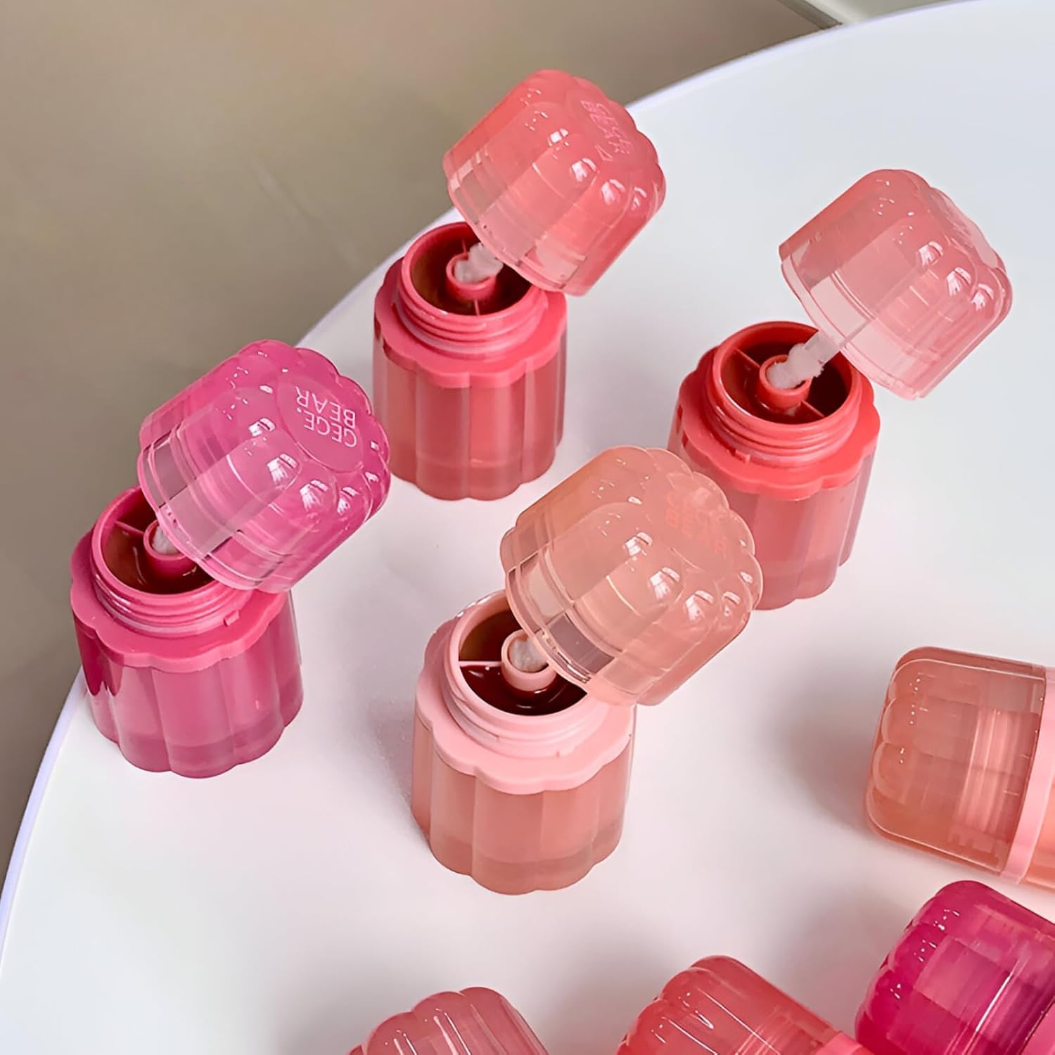 Gege Bear Glossy Two Color Solid Lip Gloss | Cute Korean Aesthetic Makeup | Hydrating Plump Look with Long-Lasting Comfortable Wear | Easy Blend Gradient Effect | Moisturizing Glossy Finish Lip Gloss for Women & Girls (01# Pink Milk Tea, 2.2g+2.2g)-image-42