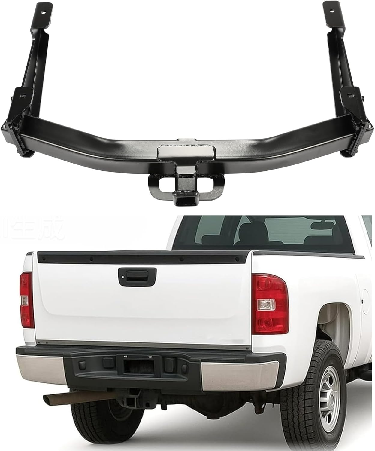 Class 5 Trailer Tow Hitch/2” Hitch Receiver Fit for Chevrolet Silverado and GMC Sierra 2500HD 3500HD 2001 2002 2003 2004 2005 2006 2007 2008 2009 2010 Black Steel Accessories