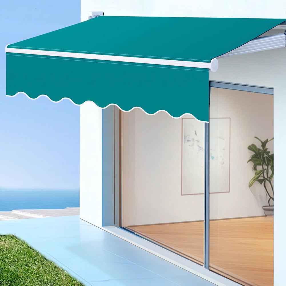 Tettoia retrattile per esterni, patio, negozio, ristorante, bar, balcone, verde, 30 x 2,5 m, copertura resistente alle intemperie per protezione istantanea e protezione
