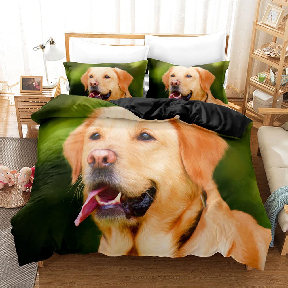 Funda Nordica Cama 105 Perro Perdiguero De Oro Amarillo Ropa de Cama para Niños Adultos con Cremallera cómodo y Transpirable Microfibra Fundas Nordicas 200x200 cm + 2 Fundas de Almohada 50x80 cm