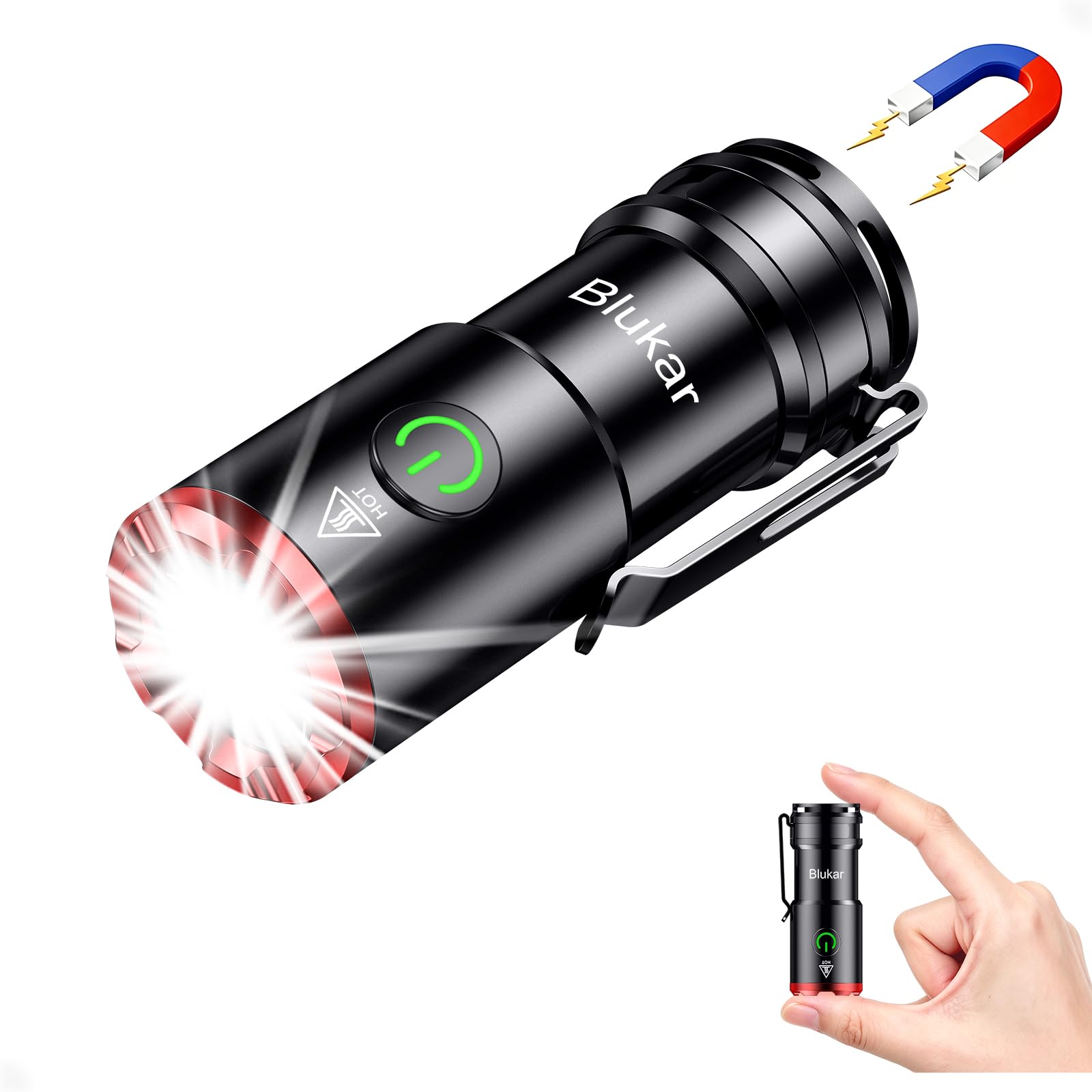 Blukar LED Torch Rechargeable, Super Bright EDC Torch with Magnetic Base
