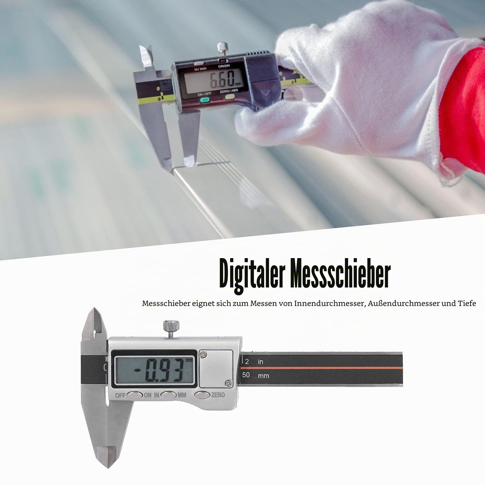 Digitaler Messschieber 0-50mm, Tragbar, Mini, Verschleißfest, mit Aufbewahrungsbox, Schraubendreher, Benutzerhandbuch, Industrielles Messwerkzeug