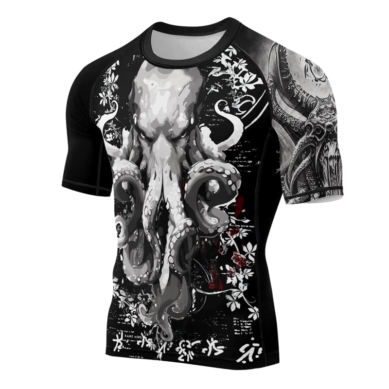 Cthulhu Men’s Compression Shirt Short Sleeve Baselayer Skins Rash Guard Suitable for BJJ MMA Grappling2