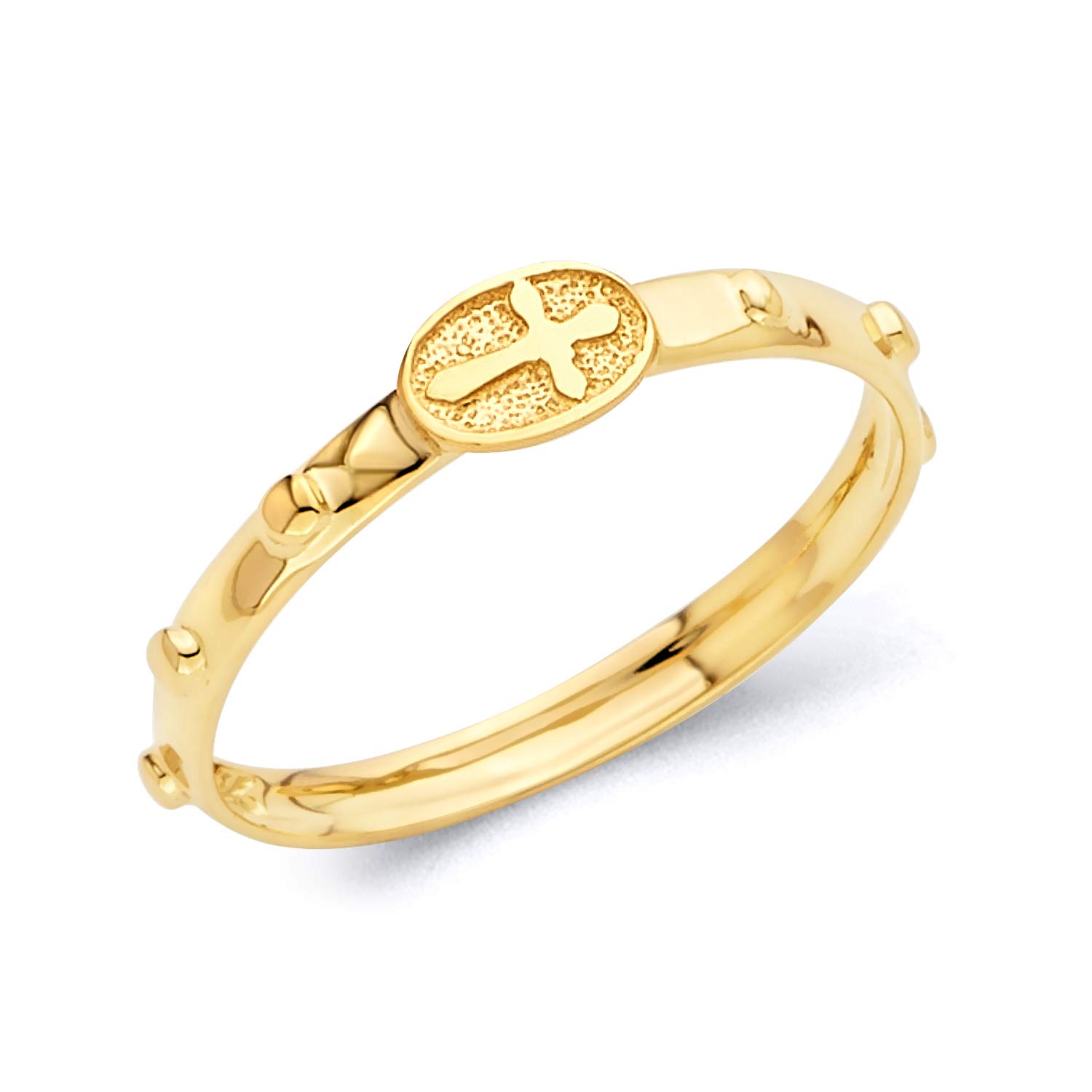 The World Jewelry Center 14k Yellow OR White Gold 2mm Religious Rosary/Rosario Eternity Band