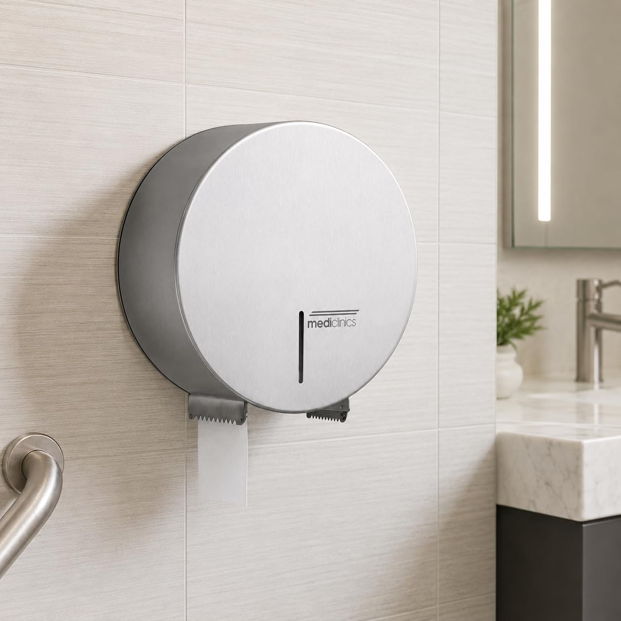 Mediclinics Dispensador de Papel Higiénico Industrial de Gran Capacidad | Portarrollos para Baños Públicos | Ideal para Hoteles, Hospitales y Colectividades | PR0787CS