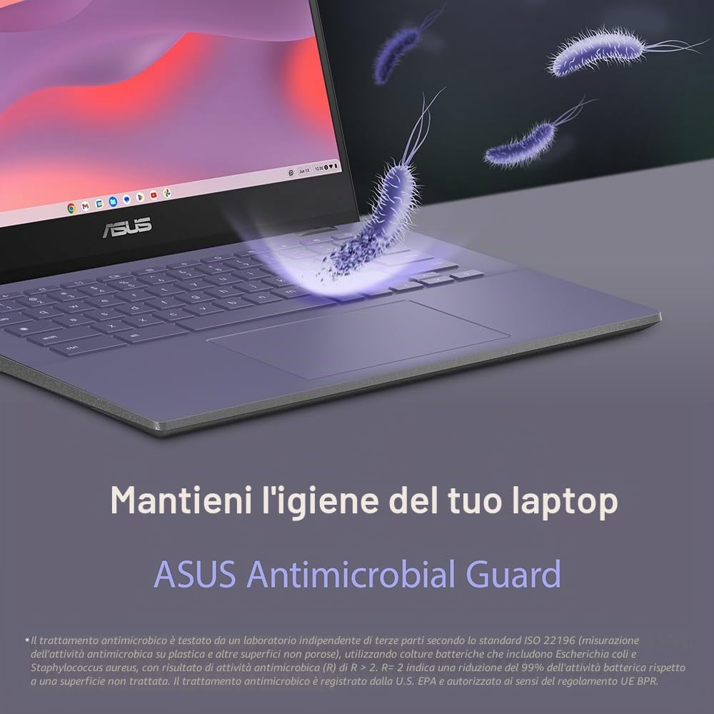 ASUS Chromebook 14 CM1402CM2A 14" Full HD Chromebook Laptop (processore MediaTek Kompanio 520, 4 GB RAM, 128 GB eMMC, sistema operativo Google Chrome)