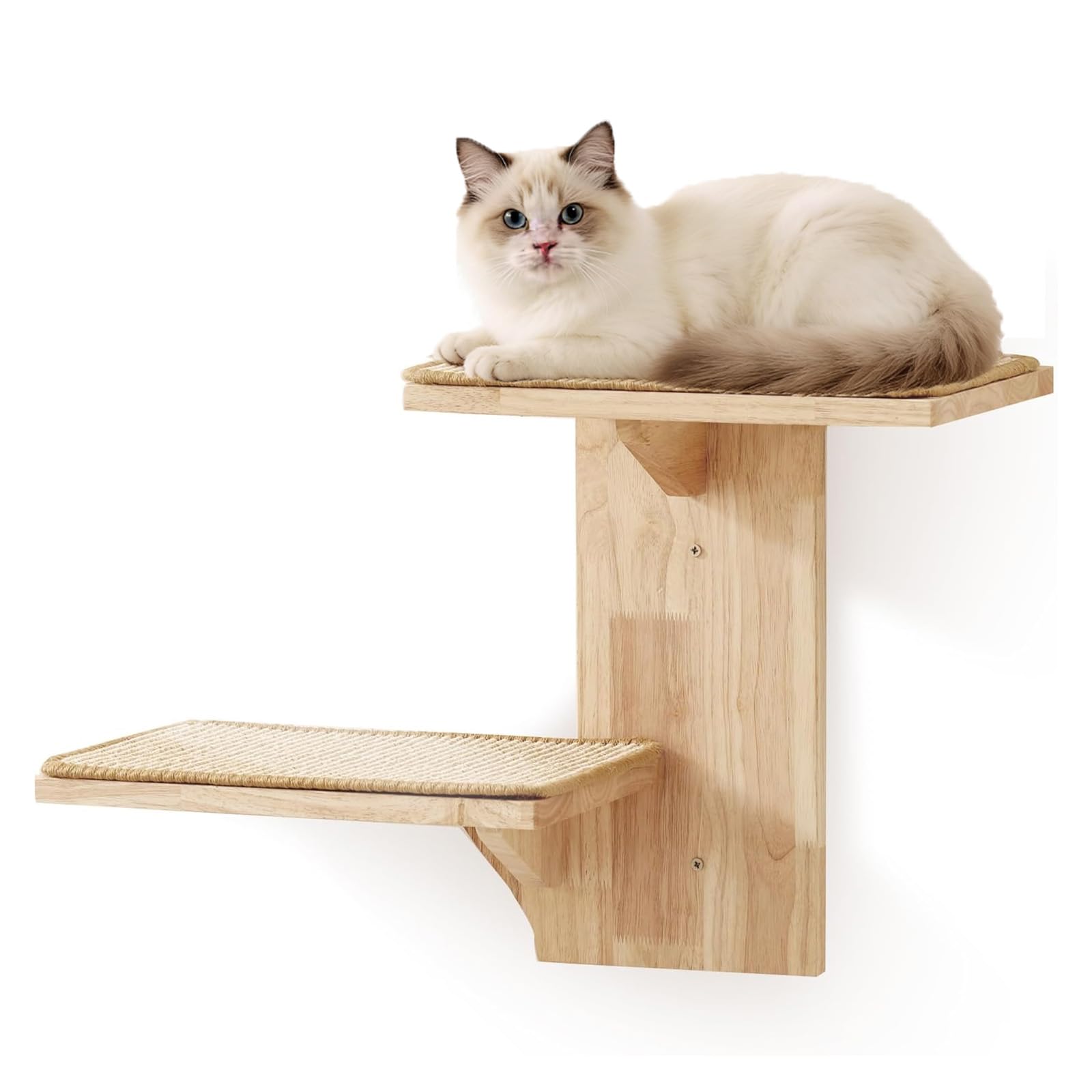 Katzen Wandelemente mit 2 Plattform, 41 cm Kletterwand Katze mit Matte zum Klettern, Spielen, Kratzen (Verschleißfeste Matte)