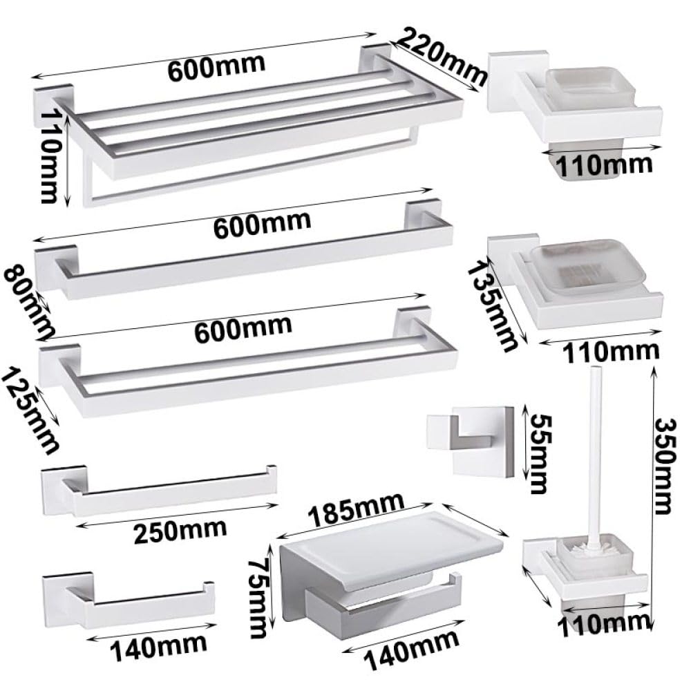 Toallero de Acero Inoxidable Blanco, Soporte para Papel higiénico, toallero, Gancho para Barra, Accesorios de baño, fijación con Tornillo, Cepillo para Inodoro