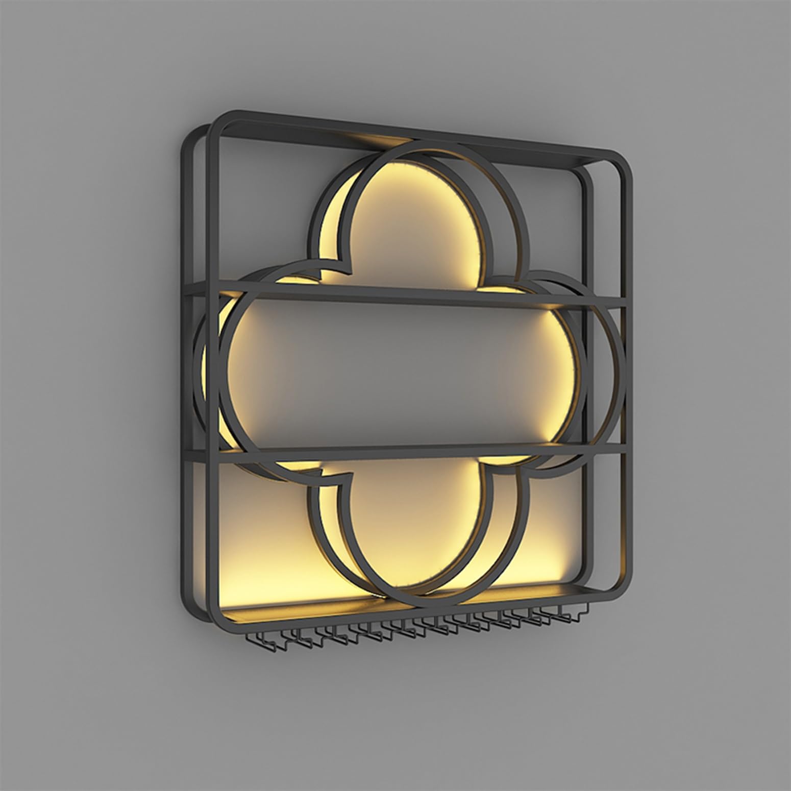 Portabottiglie In Metallo Da Parete, Mensole Da Bar Montate A Parete Con Luce A LED, Grande Espositore Da Bar Per Liquori A 3 Livelli, Mensole Moderne Da Bar Per Liquori Per Bar Di Casa(Black,39.4*7.9