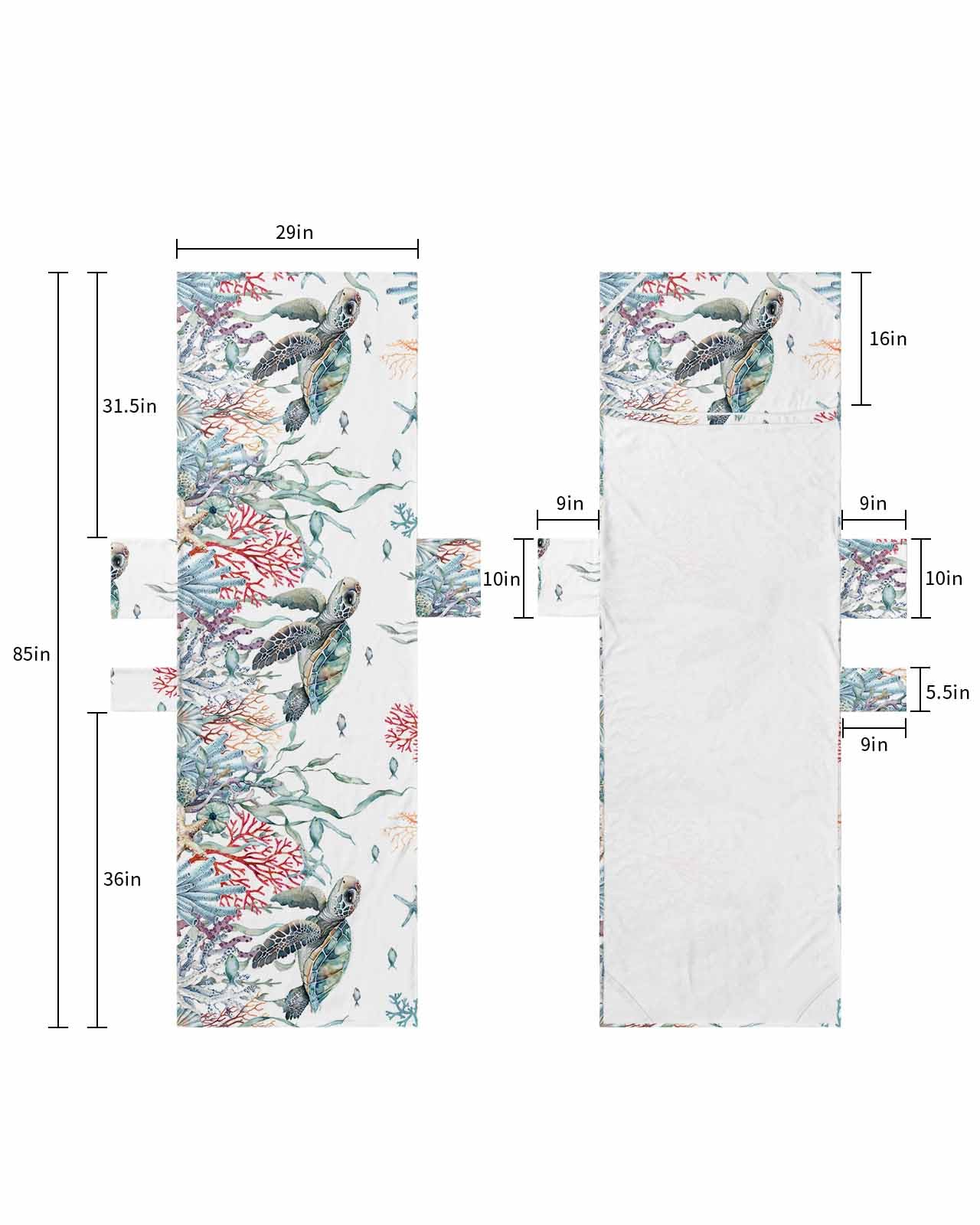 Sea Turtle Beach Lounge Chair Towel Cover, Soft Chaise Lounge Towel with Side Pockets Patio Pool Chairs Cover for Beach/Pool Sunbathing 29x85 Summer Beach Coastal Coral Ocean Nautical