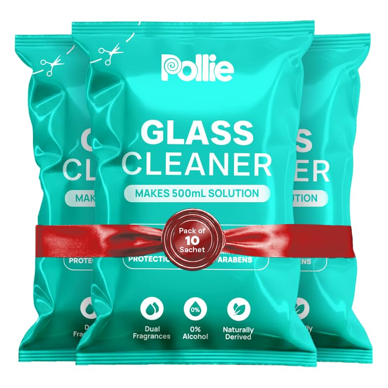 Pollie Glass Cleaner, Pack of 10 Sachets (1 Sachet = 500ml)
