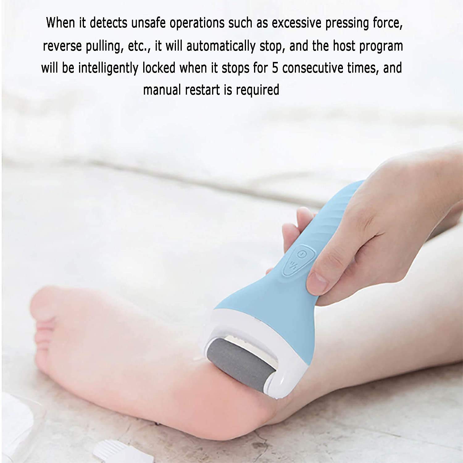 Removedor de callos de pie eléctrico, herramientas electrónicas de pie pedicure para hombres para hombres, 2 cabezas de molienda para muertos, piel seca agrietada, protección automática de la ind