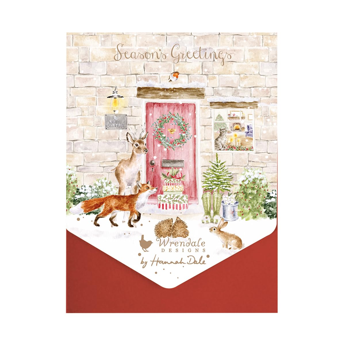 Wrendale Designs by Hannah Dale Christmas Cottage' Woodland Animal Christmas Card Pack, Multicolor, 101mm x 152mm