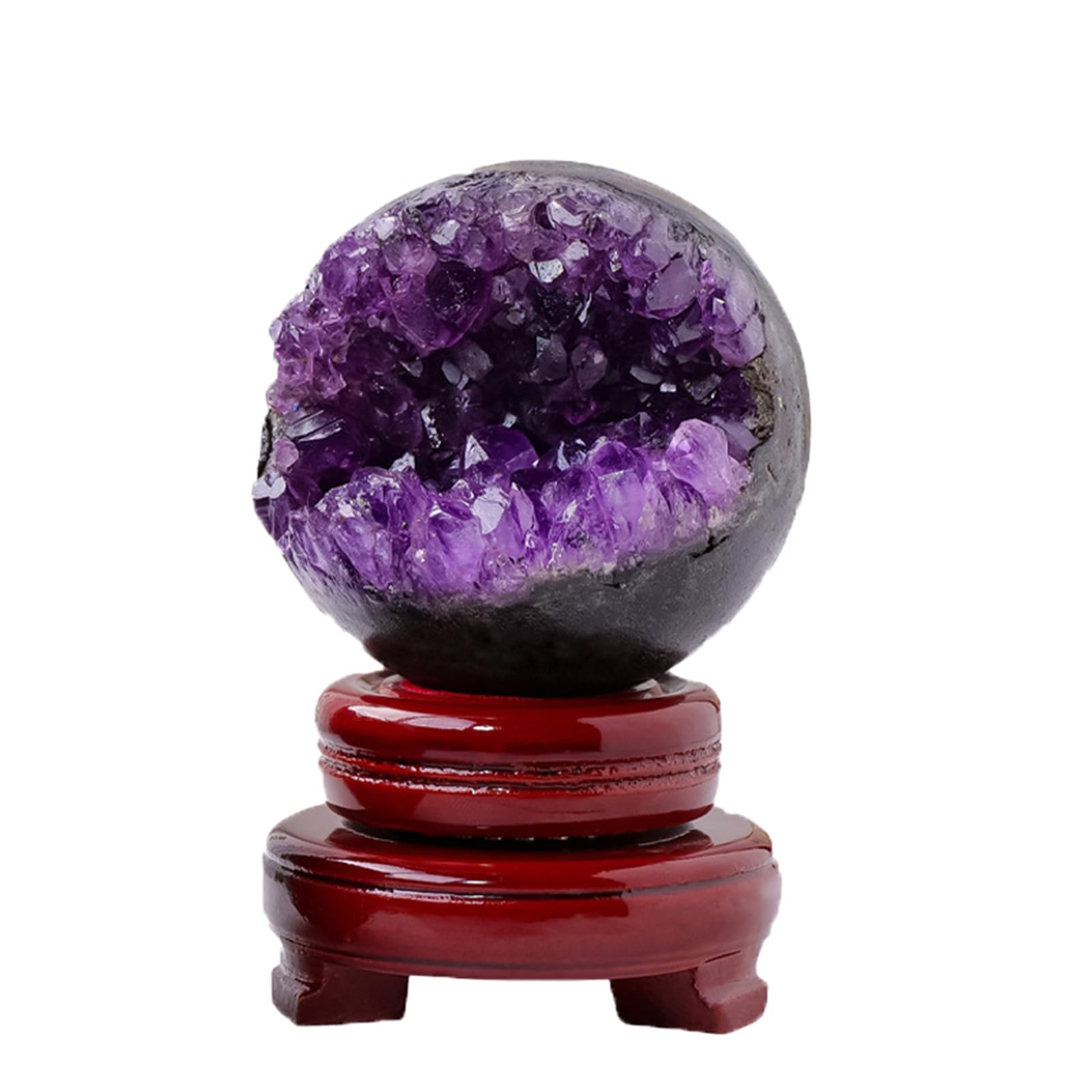 Phhxkkuo One Color Natural Amethyst Cluster Open Geode Witchcraft Ritual Orb With Natural Druzy Formation Healing Amethyst Druzy Ball For Meditation Reiki Decoration,5.5~6Cm