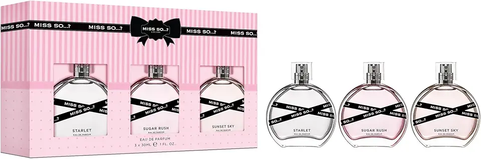 So…? Miss So Set - Gift Collection - Starlet, Sugar Rush, and Sunset Sky Perfumes for Women - Elegant Vanilla Perfume Notes - Cruelty-Free - 3 pc