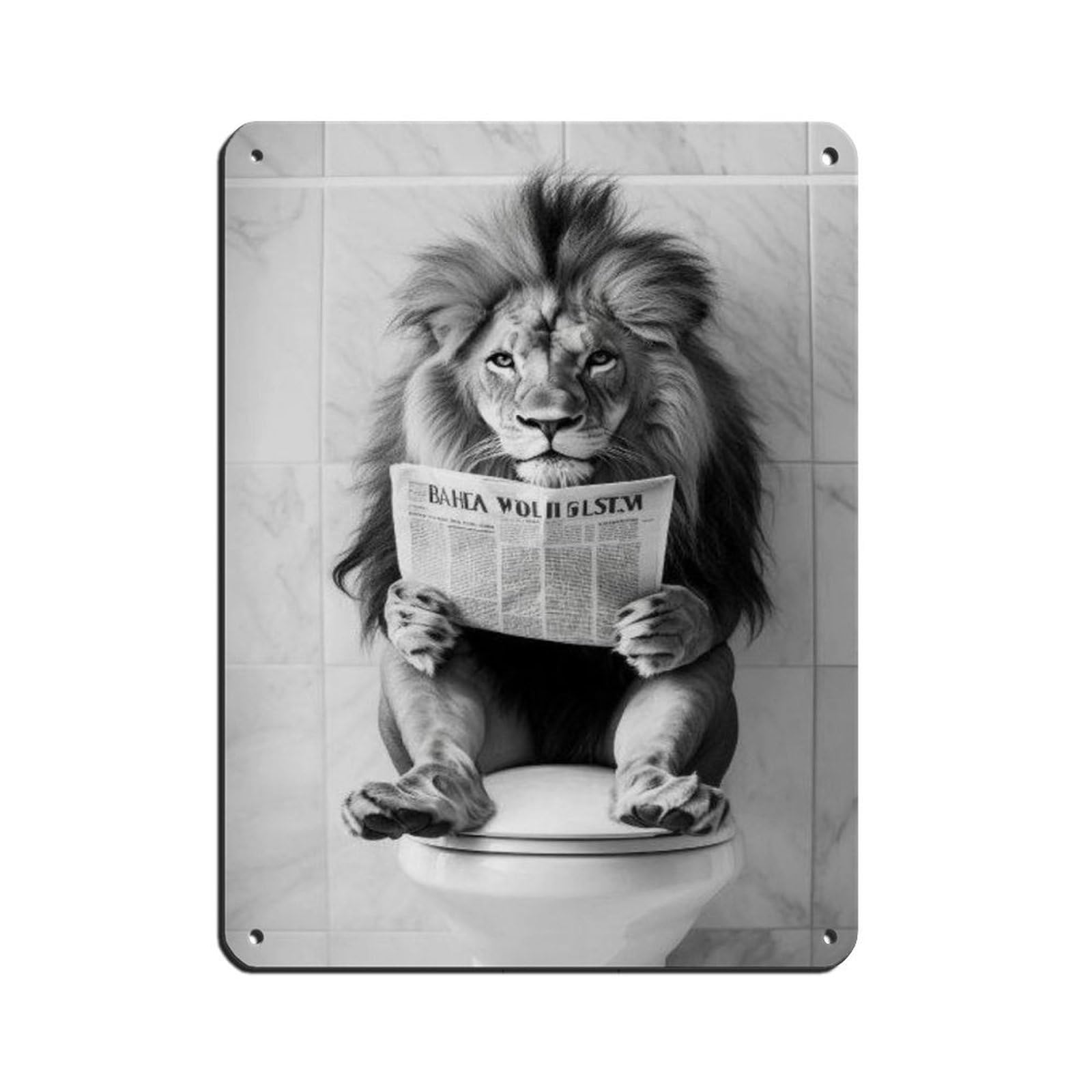 Funny Lion Reading Newspaper Art Tin Sign Vintage Metal Pub Club Cafe Bar Home Wall Art Decoration Poster Retro 12x16inch(30x40cm)