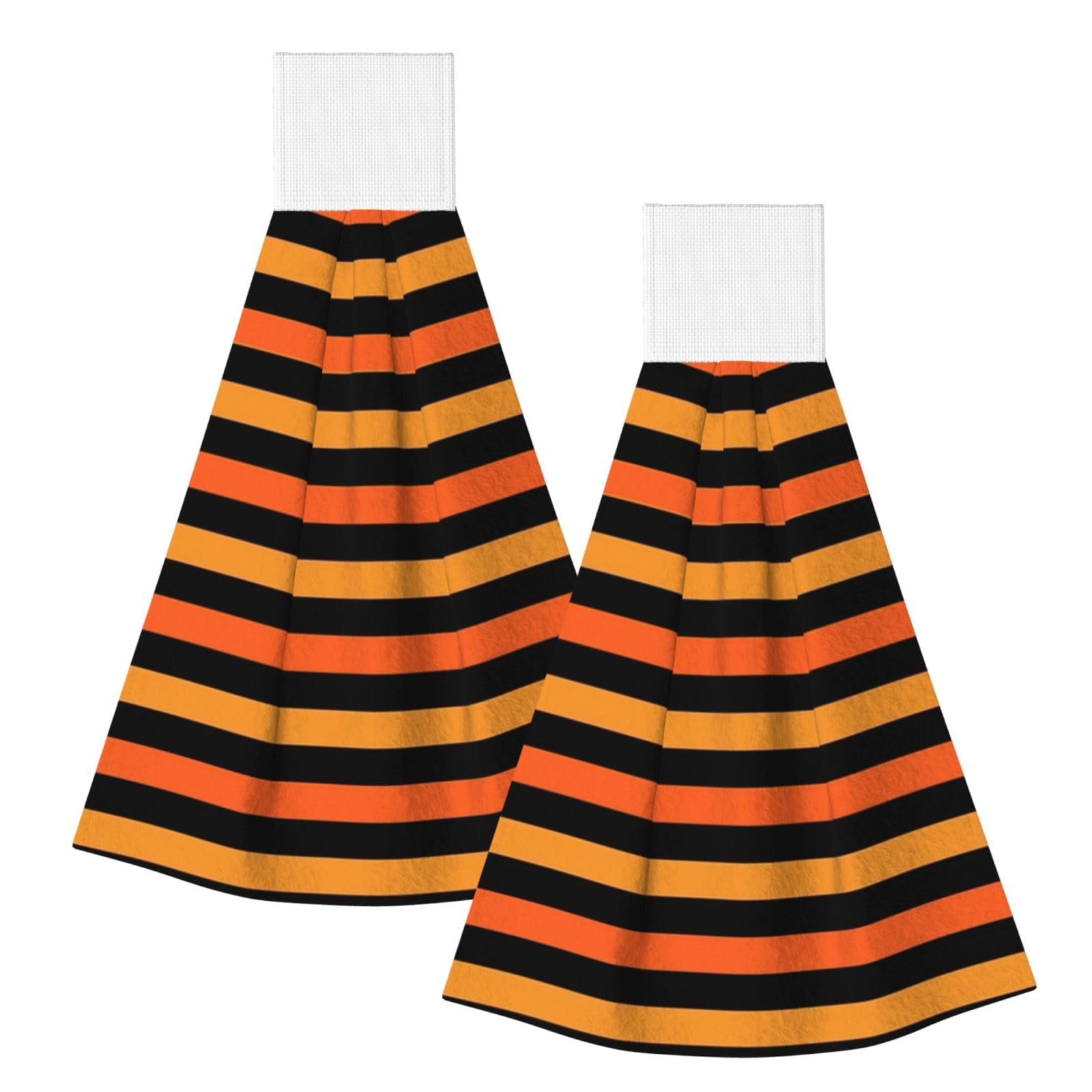 DOPKLNA Black And Orange Halloween Stripe, 2 Pcs Hanging Coral Fiber Hand Towels for Bathroom, Absorbent Kitchen Towels