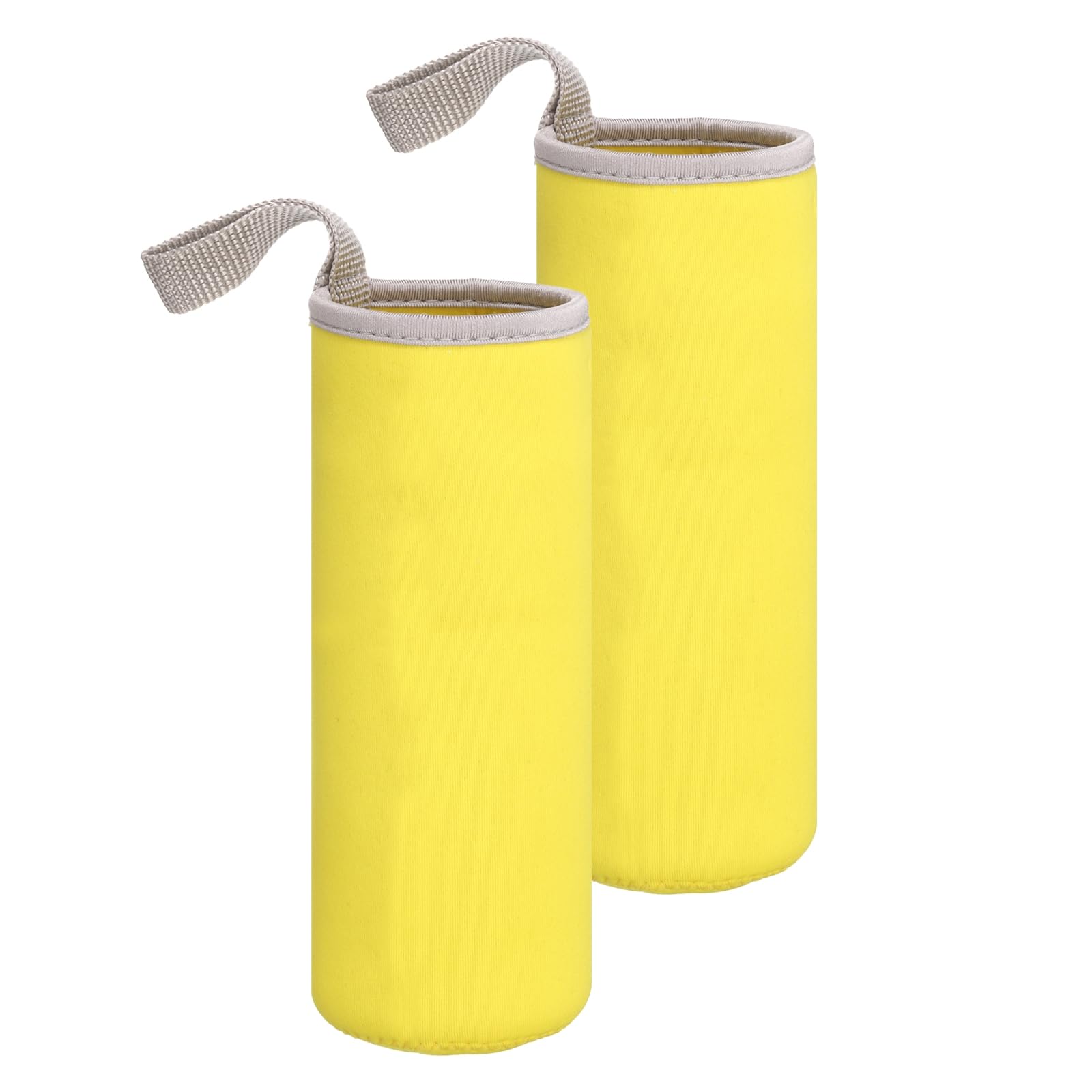 sourcing map 2pcs Neoprene Water Bottle Sleeve, 18.5 oz Insulated Water Glass Bottles Carrier Bag Collapsible Drink Bottle Sleeve Cover Holder with Handle, Yellow