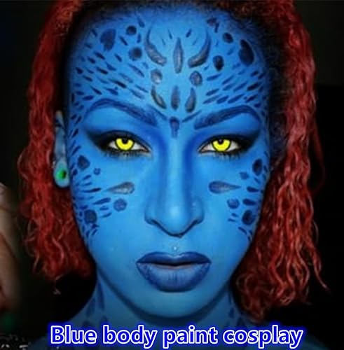 Miniatura 8 de Go Ho Pintura facial azul crema (0.85 onzas), pintura corporal azul a base de agua, lavable para adultos y niños, varita de pintura facial de